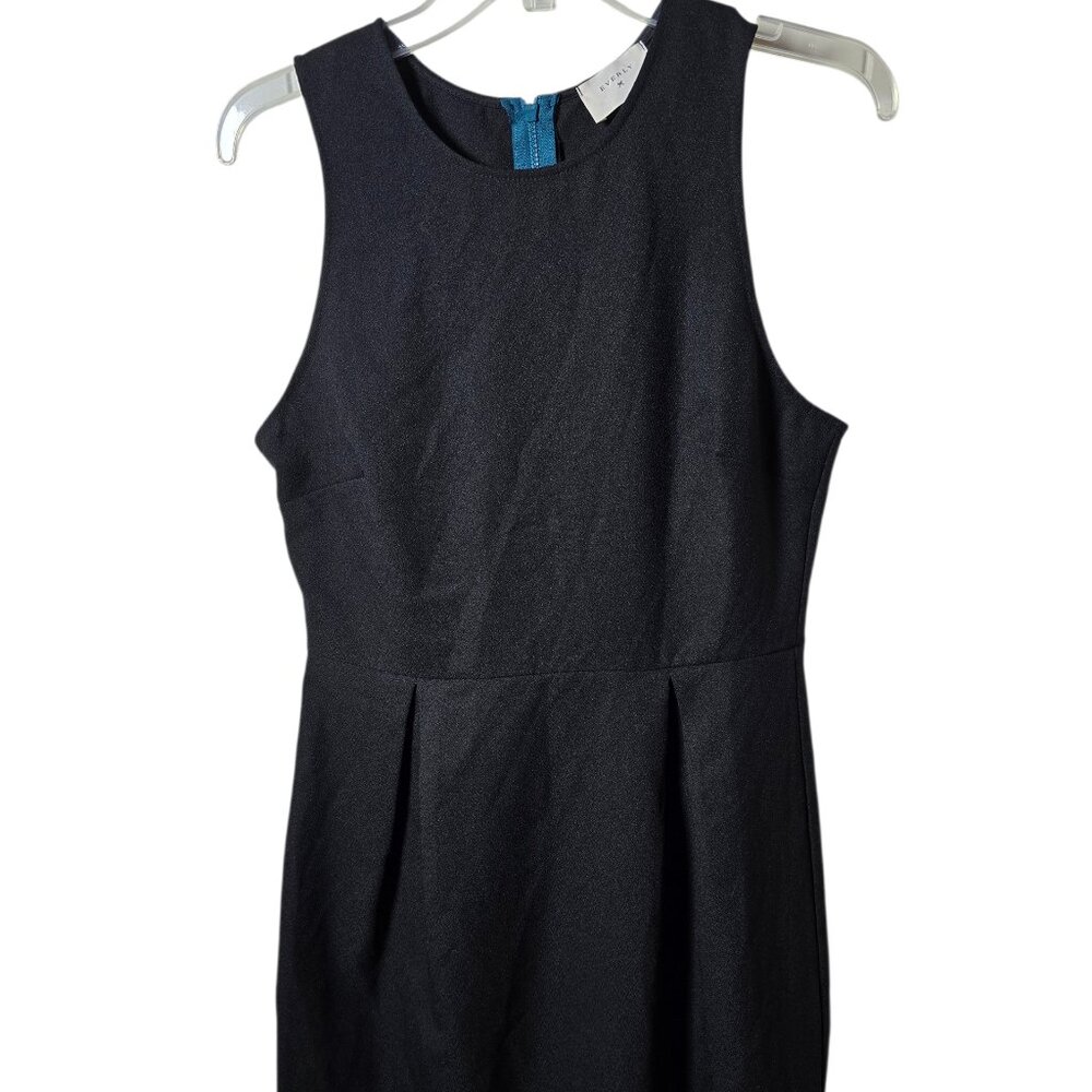 Everly Black Fit Flare Dress Womens Lg Sleeveless Career Office Work Midi Dress